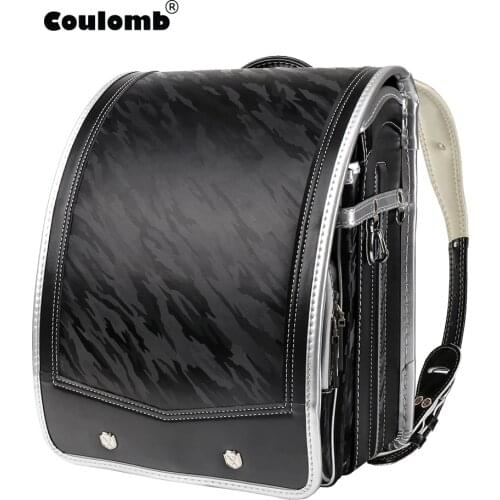 Coulomb Children Backpack Kids Orthopedic Bookbags School Bag Boy Kids Students Schoolbags Japan PU Randoseru Primary Camouflage