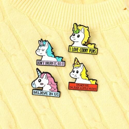 I Love Corny Puns Enamel Pin Custom Colorful Dream For Women Brooch Bag Clothes Lapel Pin Badge Cartoon Lovely Animal Jewelry