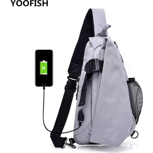 Classics Mens Crossbody Bags USB Chest Bag Canvas large capacity Waterproof and guard against theft sports bags free shipping