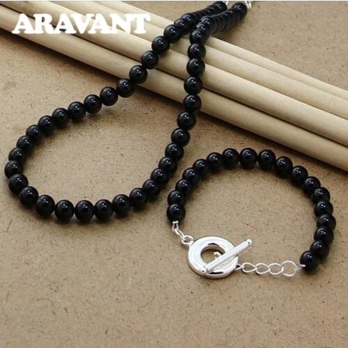 Black Pearl Jewelry Sets Natural Freshwater Pearl Necklace Bracelet For Women Valentine Gifts