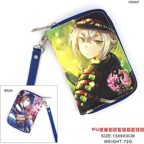 Anime TouKen Ranbu PU Short Wallet Mikazuki Munechika Coin Purse