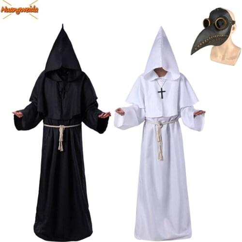 Plague Doctor Costume for Men Cosplay WitchHalloween Costume for Men Adult Plague Doctor Mask Steam Punk Accessories Latex