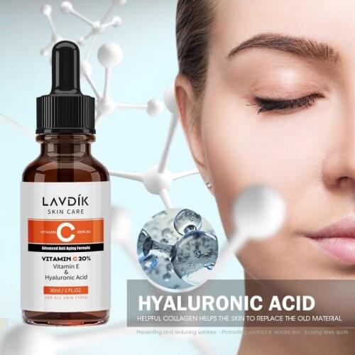LAVDIK Natural Vitamin C Serum Liquid Hyaluronic Acid Essence Moisturizng Anti Aging Anti Wrinkle Serum For Skin Care TSLM2
