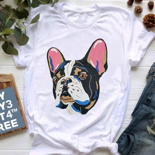 New Summer French Bulldog T Shirt Women Cute Cartoon Pit Bull Tee Shirt Top Female France Shepherd T-shirts Short Sleeve