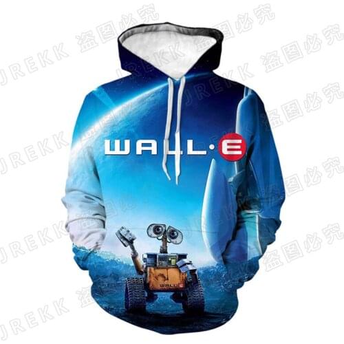 New Disney WALL·E Hoodies Men Women Children Fashion 3D Printed Sweatshirts Pullover Long Sleeve Boy Girl Kids Streetwear Coat