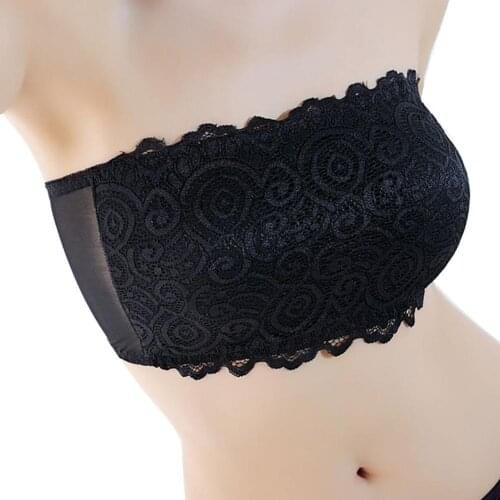 Solid Color Tube Top Bras Women Underwear Breathable Stretch Lace Padded Tube Top Bra Women Strapless Bras Womens bralette top