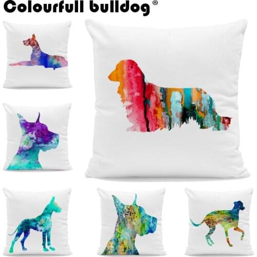 Wholesale Colored Greyhound French Bulldog Cushion Covers Dachshund Watercolor Dog Pillow Cases 43*43cm Decor Home Children Room