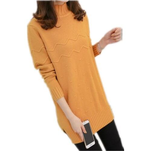Autumn Winter Women Medium-Long Sweater 2018New Soft Turtleneck Female Knitted Pullovers Long Sleeve Slim Bottom Sweater Q788