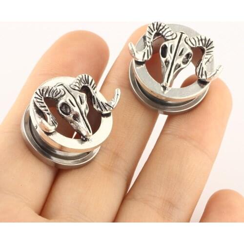 Ear Piercing Tunnel Stainless Steel Stone Gauges Body Jewelry Buddhism Style Expander Plug Fashion Earring 2g 0g 2PCS