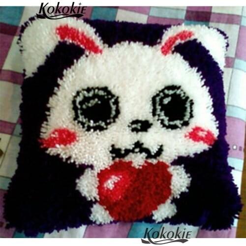 Diy rabbit pillowcase embroidery Latch hook Cross Stitch Needlework set carpet cushion Patchwork Pillowcase