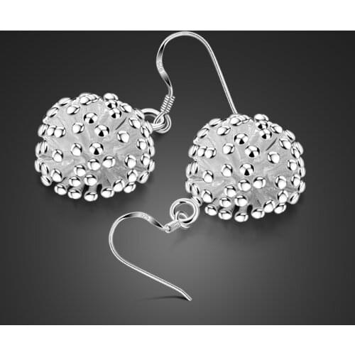 New Fashion 100% 925 Sterling Silver Dandelion Earrings For Women Classic Fine Jewelry Flowers Earrings Holiday Gifts
