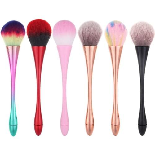 ROHWXY Nail Art Cleaning Brush Colorful Handle Soft Acrylic UV Gel Powder Dust Sequins Remover Cleaner Pen Manicure Tool