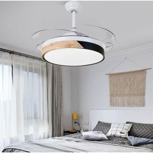 Led Nordic household ceiling fan invisible light with remote control simple LED dimming dining room ceiling fan