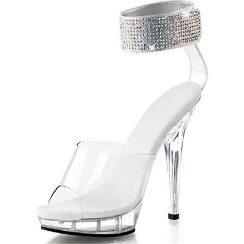 Sexy 13cm transparent ballroom dancing shoes, Cinderella crystal shoes sequined Dance Shoes