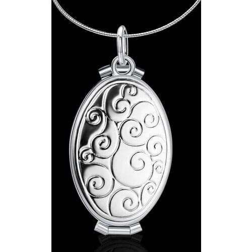 Magic Photo Memory Floating Locket Oval Pocket Watch Pendants for Fashion Necklaces Silver Jewelry for Women