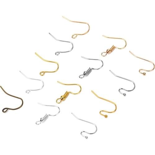 100pcs/lot Gold Silver Color Earring Hooks Making Metal Iron Ear Earring Clasps Wires For Craft Diy Jewelry Findings Accessories