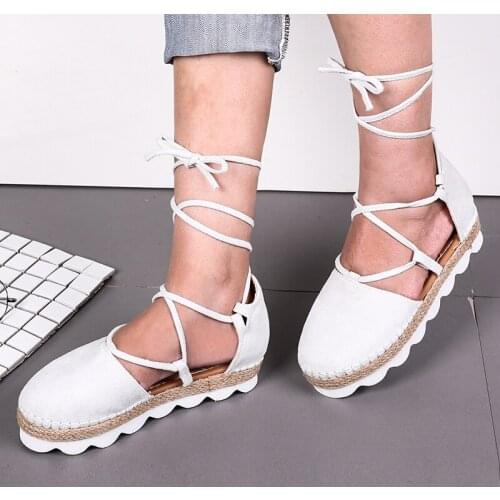New Summer Women Sandals 2020 Woman Flats Fashion Roman Style Lace-Up Open Toe Womens Shoes Zapatos De Mujer Large Size 35-43