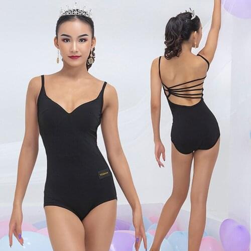 Summer Latin Dance Tops Women Backless Sling Leotards Adult Practice Dance Wear Samba Rumba Salsa Competition Costumes DNV14724