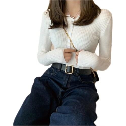 QRWR 2020 Spring Autumn Woman Sweaters Fashion O Neck Long Sleeve Knitted Casual Solid Color Basic Sweaters Woman