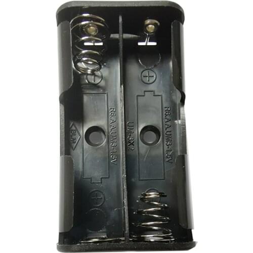 1Pcs/lot Hot Sell Black Plastic 2 x 1.5V AA Battery Box Case Cell Holder Spring Clip With PC Pins