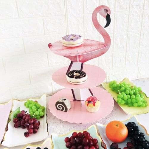 3-Layer Cupcake Stand Flamingo Cardboard Cupcake Holder Foldable Baby Shower Birthday Wedding Party Decor Dessert Table Supplies