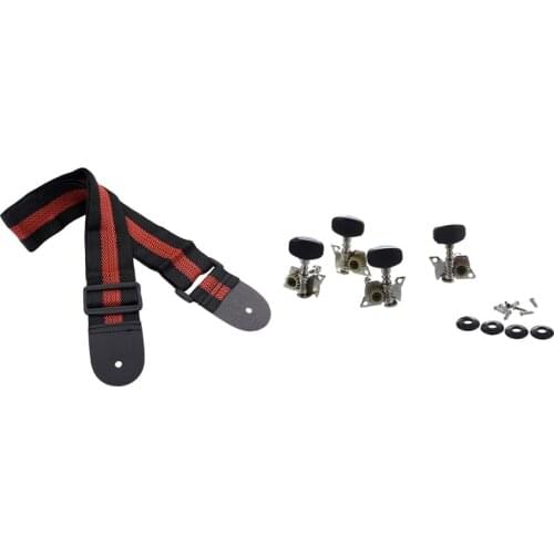4Pcs Ukulele Guitar Tuning Pegs Machine Heads 2R and 2L with Adjustable Guitar Straps Nylon Acoustic Guitar Strap