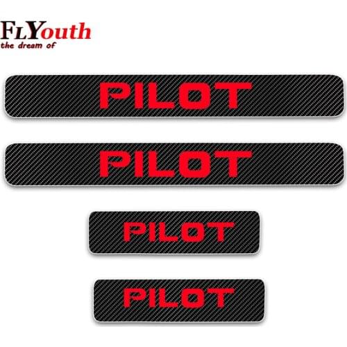 Door Entry Guard For Honda Pilot Door Sill Protector Reflective Door Sill Scuff Plate Stickers 4D Carbon Fiber Sticker 4Pcs