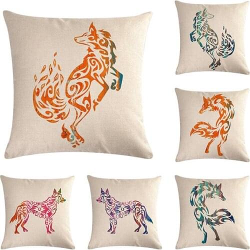 45*45cm Creative Cartoon Colorful Fox Cushions Cover Soft Pillowcase For Car Seat Sofa Cotton Linen Cases Home Decoration ZY241