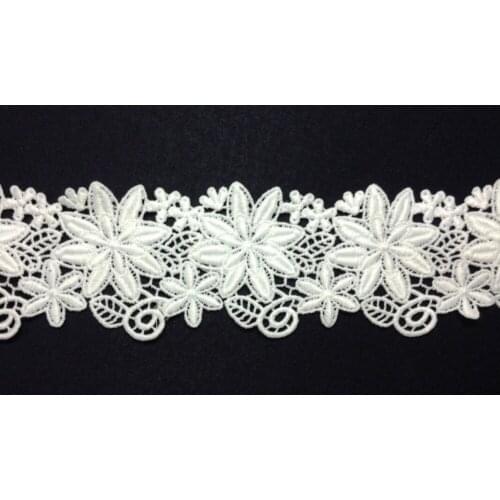 5.7cm milk fibre embroidery lace trim,high quality Eco-friendly soft touch flower lace trimming,XERY-NY05055