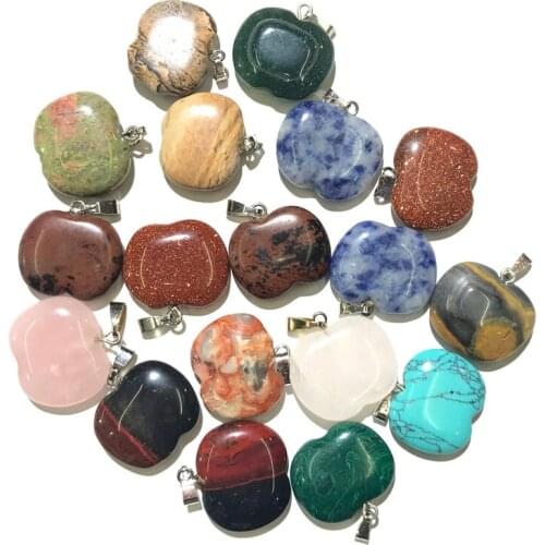 1PC Natural Stone Pendant Apple Type Pink Quartzs Pendant Necklace For DIY Jewelry Best Birthday Gift Size 20mm