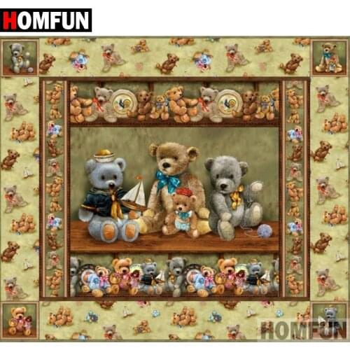HOMFUN 5D DIY Diamond Painting Full Square/Round Drill "Cartoon bear" Embroidery Cross Stitch gift Home Decor Gift A08969