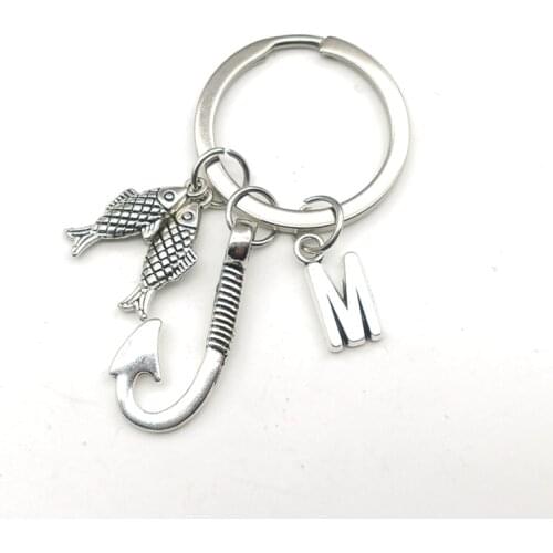 2021 Fashion Fishing Expert Keychain Fish and Hook Key Chain Jewelry Silver Color Fisherman I Love Fishing Fish Pendant Key