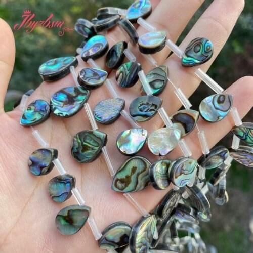 Top-Drilling Drop Multicolor Abalone Shell Natural Stone Spacer Beads for Men Women DIY Necklace Bracelet Jewelry Making 15"