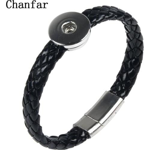 Chanfar 10 Colors Wholesale New 18mm Snap Button Bracelet & Bangles High Quality Leather Bracelets For Snap Jewelry
