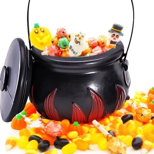 Halloween Candy Pot Halloween Cauldron Novelty Halloween Bucket Ornament Skull Witch Toys for Party Favors Props Decor 10 x15cm