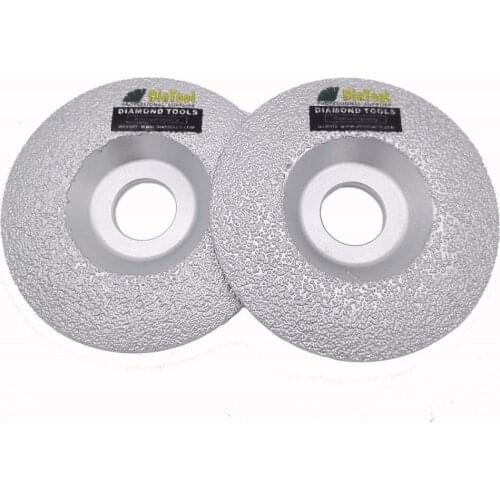 DIATOOL 2PCS 4" Vacuum Brazed diamond cup wheel for multi-purpose, convex grinding wheel for all stone and construction material