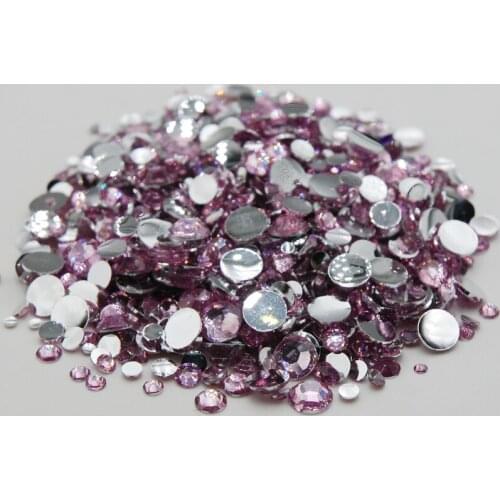Glue On rhinestone For Nails Art Decoration Mixed Sizes Light Pink Flat Back Non Hotfix Glue On Diamonds