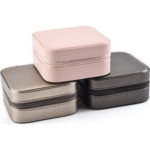 Zipper Leather Jewelry Box Bangle Display Grid Layout Tidy Organizer Bag