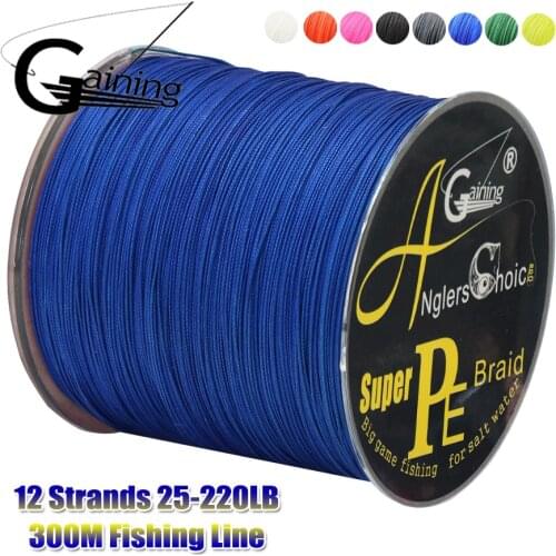 12 Strands 300m Braided Fishing Line X12 PE Fishing Line 25-220LB Multifilament Fishing Line Smooth Fishing Cord Wire