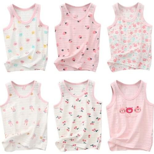Girls Summer Floral Tanks Tops Girl Underwear Kids Clothes Cotton Camisole Baby Undershirt Teenager Singlets Children Underwear