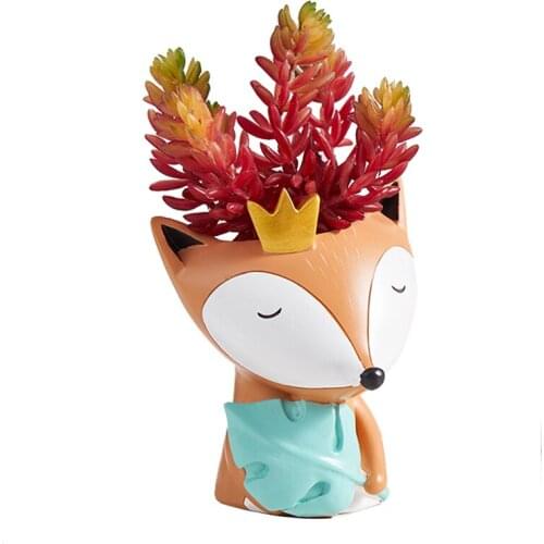 Cartoon Resin Craft Bunny Bear Fox Animal Flower Pots for Plants Home Decoration Green Succulents Plants Potted Plants Gifts