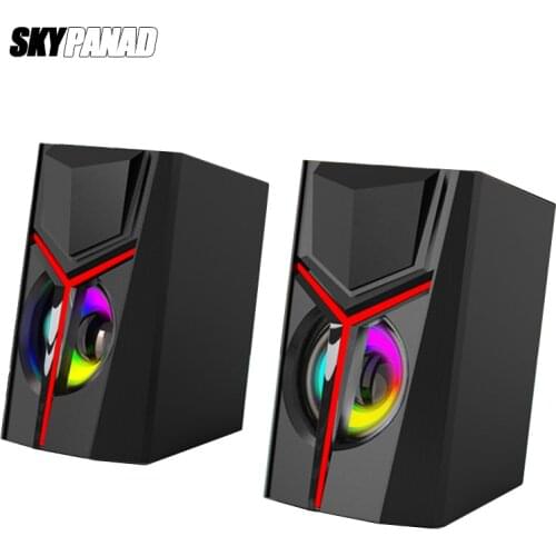 Desktop USB Speaker RGB Light 3.5mm AUX Input Amplifier Wired Bass Subwoofer Computer Clumn