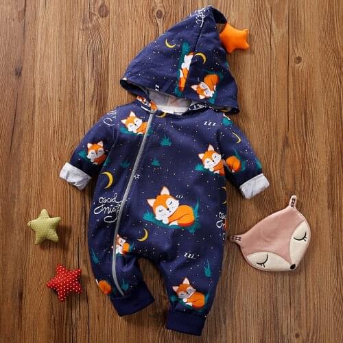 Newborn Baby Boy Clothes Clothing Fall Onesie Cartoon Fox Romper Infant Jumpsuit New Born Costume Pajamas Babygrow Things Outfit