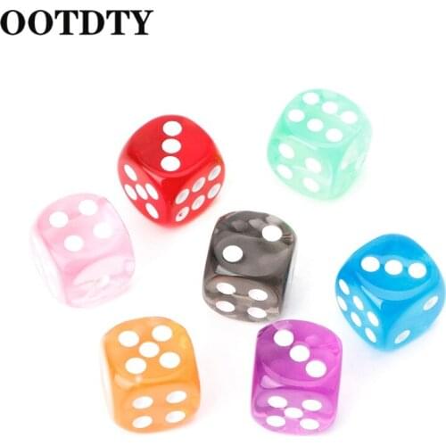OOTDTY 10pcs Six Sided 15mm Transparent Cube Round Corner Portable Table Playing Games Dices Beads
