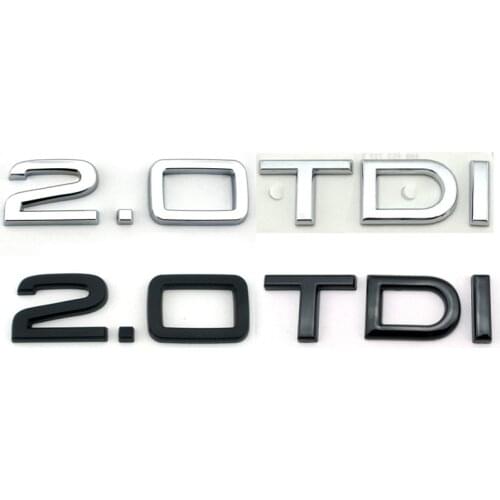 Plastic glossy black auto Rear Logo 2.0TDI Chrome Badge Car Emblem Decal Sticker A3 A4s4 A5s5 A6 A7 A8 Q5 Q7