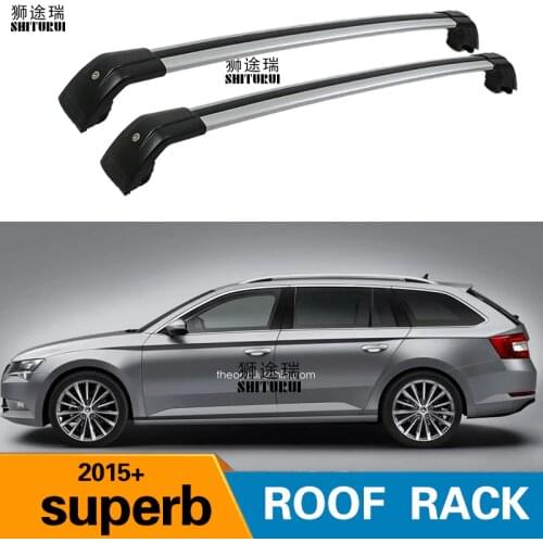 SHITURUI 2Pcs Roof Bars for SKODA Superb Estate Wagon 2017+ SUV Aluminum Alloy Side Bars Cross Rails Roof Rack Luggage Carrier