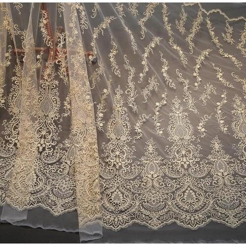 1Yard Lace Fabric Cloth Embroidered Nigerian French Mash Netting Lace for DIY Party Wedding Festival Dress Decor