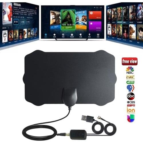 SOONHUA 25DB High Gain TV Antenna 1080P HD Digital TV Antenna 80 Miles Range Booster Active Indoor Aerial HD Flat Design Antena