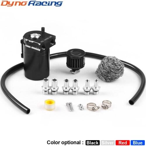 Universal Aluminum Oil Catch Can Tank With Oil Dipstick Polish Baffled Reservoir With Filter Red Blue Black Silver BX102110