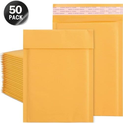 Packaging Mailer 50pcs Kraft Paper Shipping Mail gift Store Envelopes for Bubble Padded Mailing Gift Self Seal Courier Storage